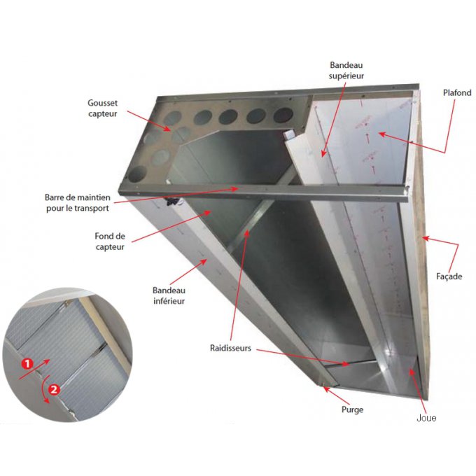 Hotte professionnelle statique longueur 1500 mm