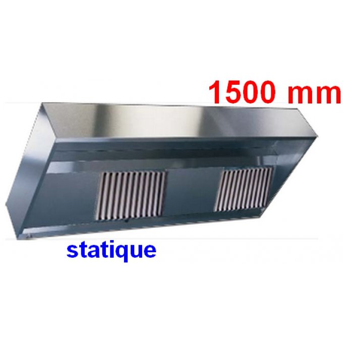 Hotte plate professionnelle statique lg. 1500 mm