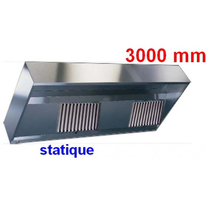 Hotte plate professionnelle statique lg. 3000 mm