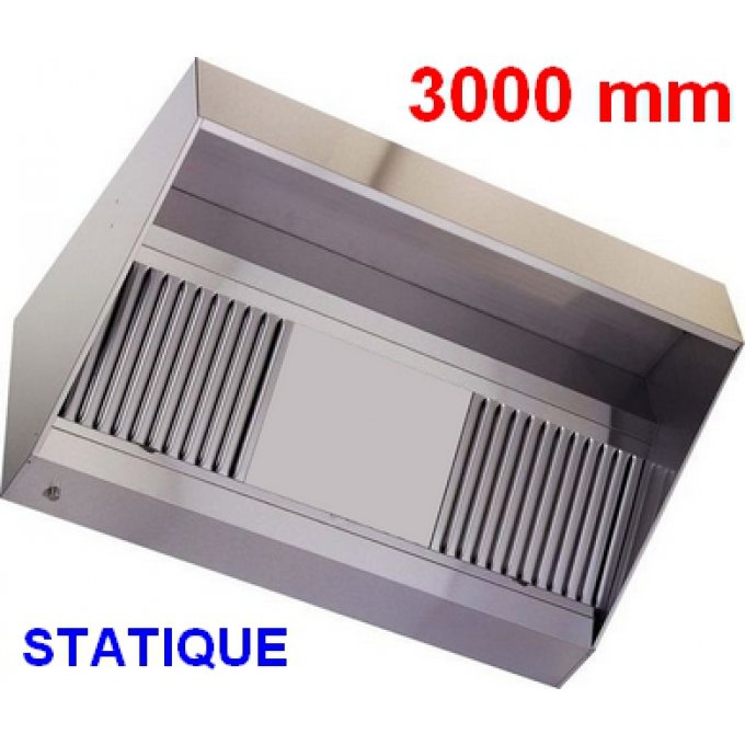 Hotte professionnelle statique longueur 3000 mm